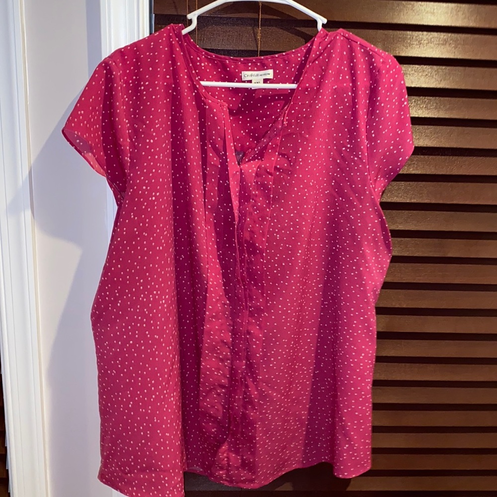 Croft & barrow pink polka-dot blouse size XXL